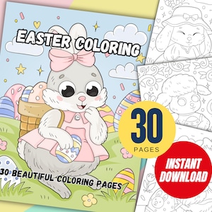 30 Easter Coloring Pages: Printable Holiday Activity Book (PDF File)