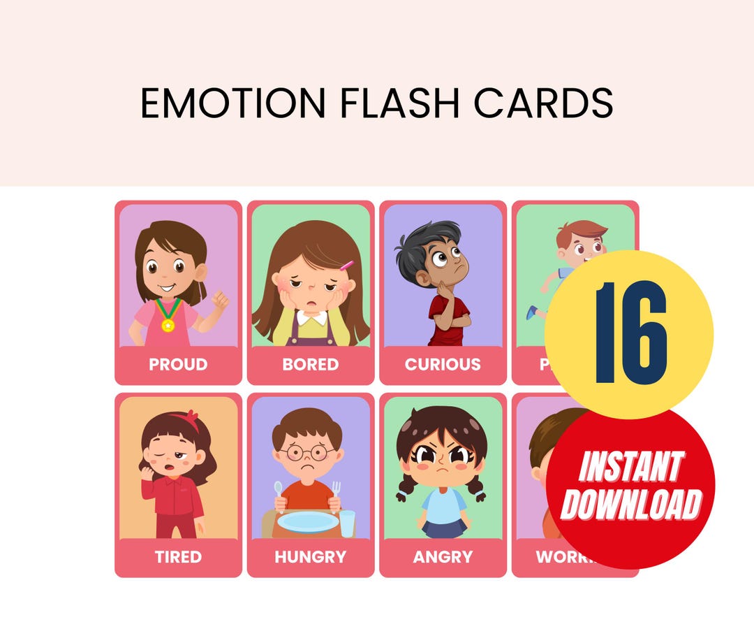 Kids Emotion Flashcards Educational Tool for Children Learning Emotions ...