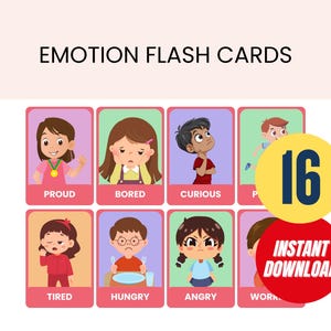 Kids Emotion Flashcards Educational Tool for Children Learning Emotions Preschool Teaching Aid Gift for Kids Instant Download PDF File