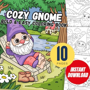 Gnome Coloring Pages Set: Art for Kids & Adults (PDF File)