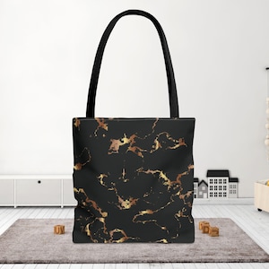 Elegant Black and Gold Tote Bag, Chic Shopping Bag, Stylish Gifting, Trendy Everyday Tote, Artisanal Carryall, Designer Handbag, Luxurious