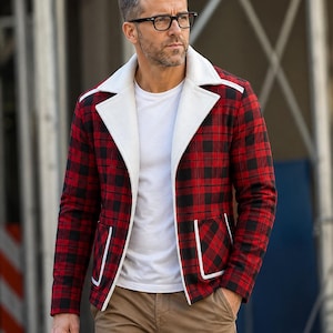 Rödrutig flanellbomberjacka: Wade Willson Cosplay, fuskpälskappa