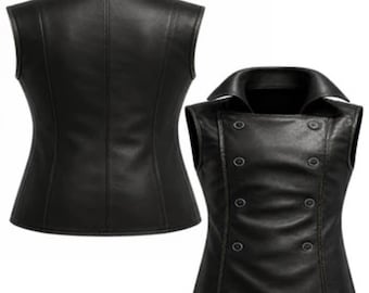 Zwart leren Spider-Man Noir-cosplayvest – DUAZAN