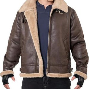 Leon Kennedy RE4 Inspired Cosplay Jacket: Faux Leather Shearling Bomber | gifts for men image 3