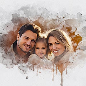 Pintura de acuarela personalizada conmemorativa a partir de una foto Retrato personalizado en acuarela Regalo familiar personalizado Regalo personalizado