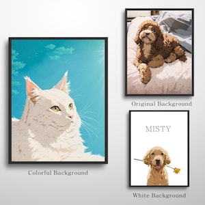 Custom Pet Portraits Personalized from Your Pets Photo, Custom Pet Anime Drawing, Pet Lovers Art Pet Drawing, Digital Pet Anime Portrait