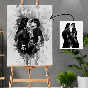 Spersonalizowany portret kobiety w ciąży - akwarela. Portret kobiety w ciąży. Spersonalizowany portret pary namalowany na prezent na baby shower.