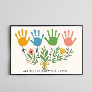 Family Handprint Craft Art Printable Mothers Day, For Mom or Grandma Birthday Handprint, Gift from Kids or Grandkids, Mother's Day Gifts