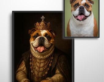Custom Royal Pet Portrait Renaissance Dog or Cat Painting, Digital Download