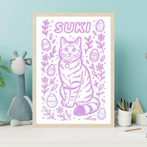 Custom Spring Pet Portrait, Cat and Dog Art Digital Download Gift