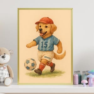 Custom Soccer Pet Portrait, Funny Dog Art, Kids Room Wall Decor, Printable Gift