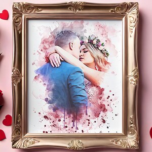 Couple Proposal Portrait, Custom Portrait From Photo, Engagement Gift, Gift for Couples, Anniversary Gift for Him, Watercolor Painting