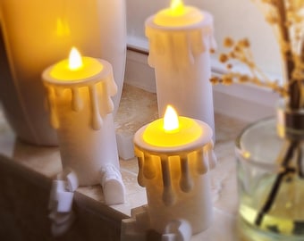 LED Flickering Candles with Legs: Spooky Halloween Table Decor