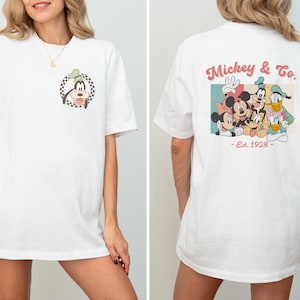 Retro Custom Mickey & Friends Shirt, Disney Vacation Shirt, Checkered Magic Kingdom Family Matching Trip Tee, WDW Front Back Custom Shirt