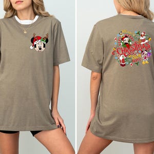 2-Sided Mickey&#39;s Very Merry Christmas Party 2025 Shirt, Disney Santa Mickey And Friends Group Christmas Lights Shirt, Disneyland Xmas Tee