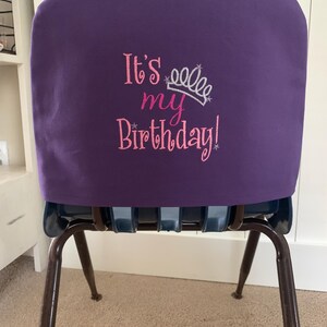 Birthday chair cover, classroom, celebration, student chair, teacher gift, school, party,