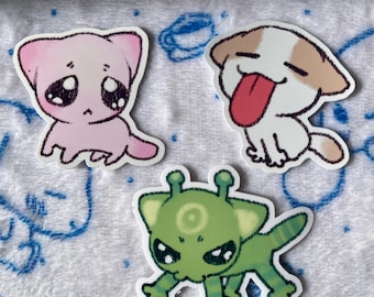 Silly Chibi Meme Cat Stickers - Bleh, Alien, Pink Cat