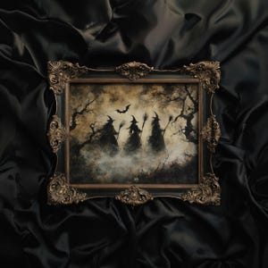 Hexe Kunst stimmungsvoll Gothic Dekor, Halloween Einzelstück dunkel Cottagecore Dekor, Halloween gruselige Halloween Kunst dunkel Academia