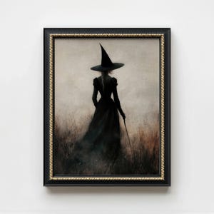 Hexe Kunst stimmungsvoll, gespenstisches Dekor, Halloween Druck, gruselige Halloween Dekoration, Gothic Cottagegestellt Gothic, Gothic Halloween Dekor