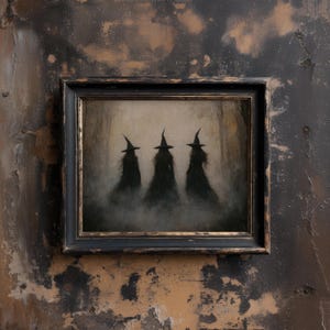 Hexe Kunst stimmungsvoll Gothic Dekor, Halloween Einzelstück, Cottagecore Dekor, Gothic Halloween Dekor, gruselige Halloween Dekoration dunkel Academia