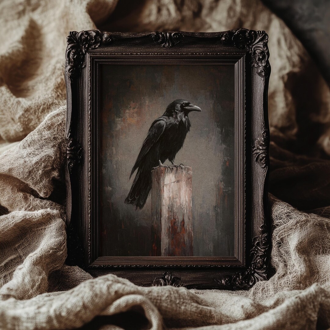 Crow Art Moody Wall Print Raven Decor, Dark Academia Art Victorian ...