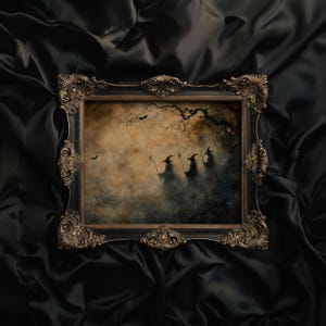 Hexe Kunst stimmungsvoll Gothic Dekor, Halloween Kunst dunkel Academia gruselige Dekoration, Halloween einzigartig dunkel Cottagecore Dekor