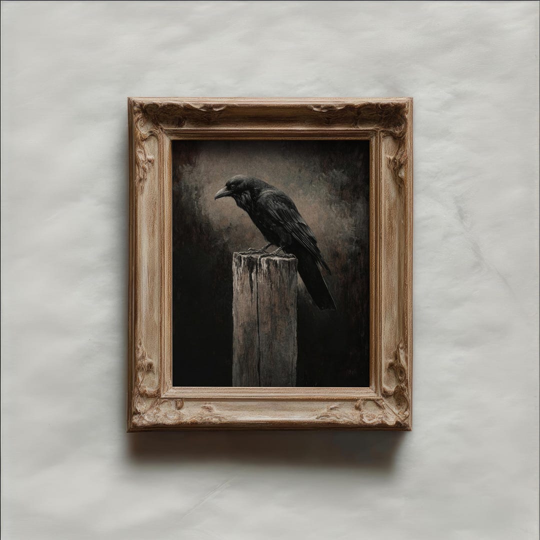 Crow Art Moody Wall Print Raven Decor, Dark Academia Art Spooky Decor ...