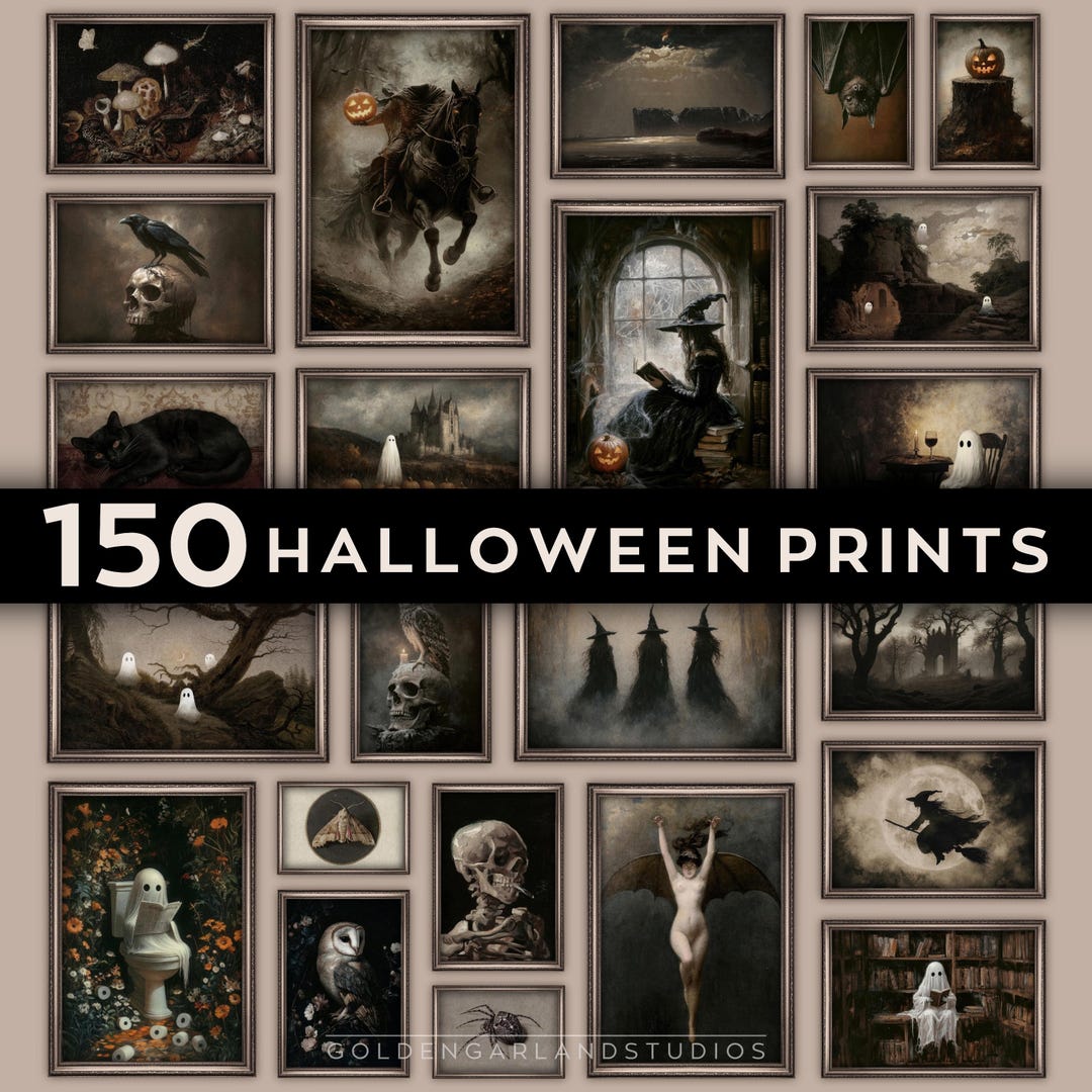 Vintage Halloween Decor Gallery Wall Art Set of 150 Dark Academia ...
