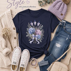 Floral Hydrangea Archery Mom Shirt, Watercolor Arrows Tournament Tee