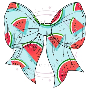 Cute Watermelon Pattern Summer Bow PNG