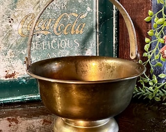 Vintage Brass Basket Jewelery Trinket Dish MCM