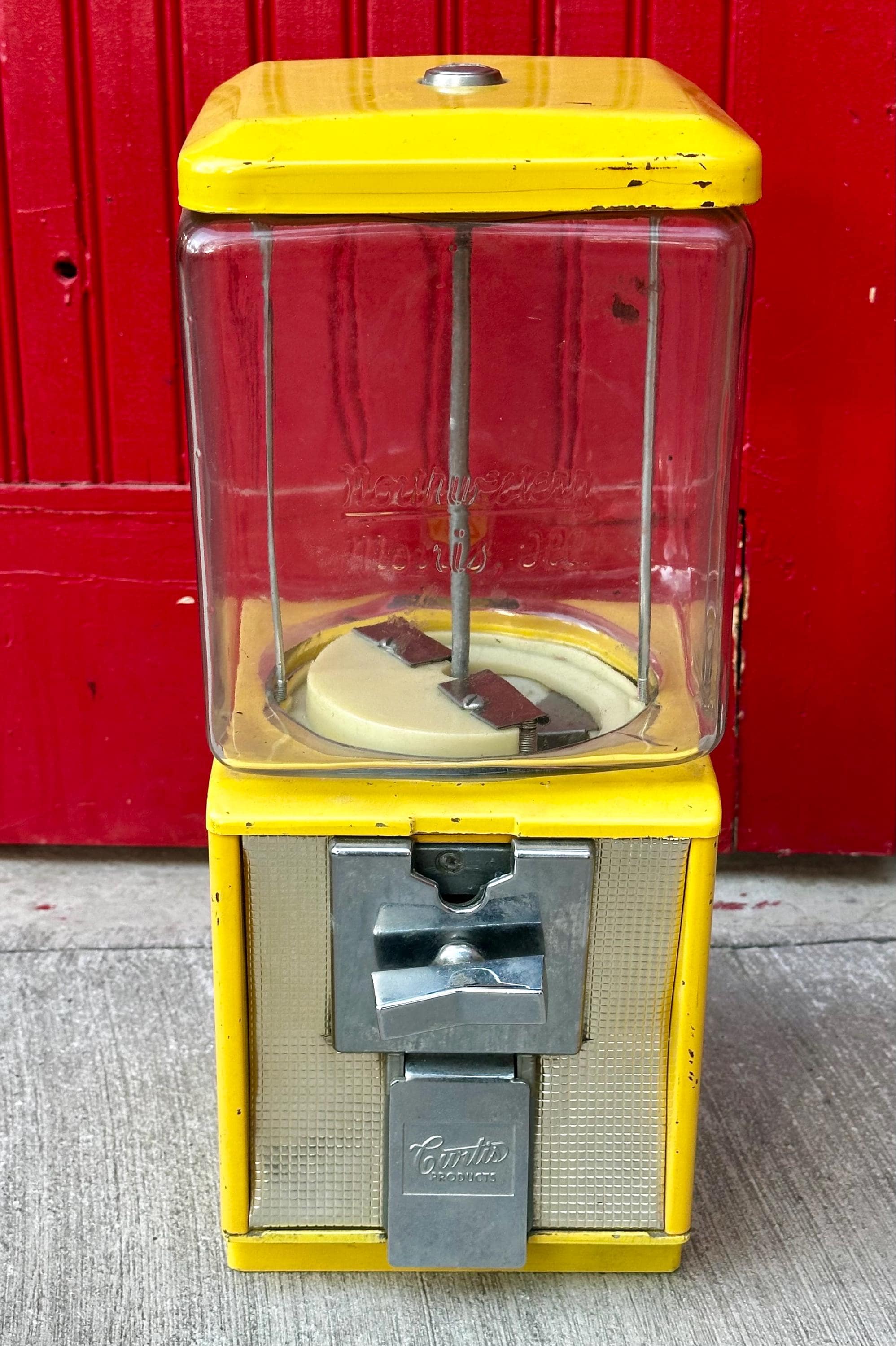 Vintage Glass Yellow Northwestern Eagle A&A PO Carter Gumball Candy Nut Toy Bulk Vending Machine