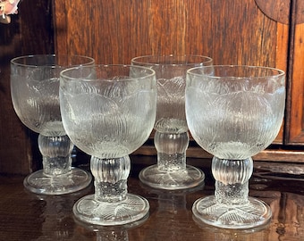 Vintage Oiva Toikka Pioni Weingläser: Nuutajärvi Finland Stemware 4er Set