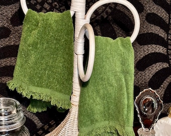 Vintage Rattan White Towel Holder