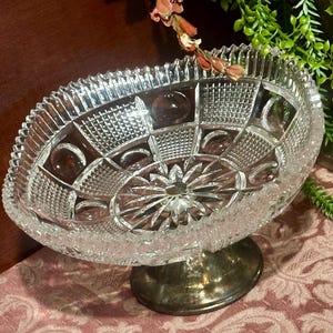 Vintage West Germany Crystal and Silver Plated Pedestal Compote