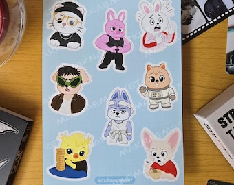 Straykids Skzoo sticker sheet | K-Pop Fan Art Stickers for Journaling | Lightstick Decals | Straykids Merch