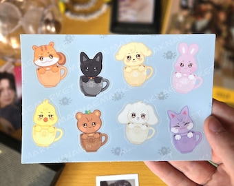 Stickervel Ateez Aniteez in theekopjes: K-pop fanartstickers