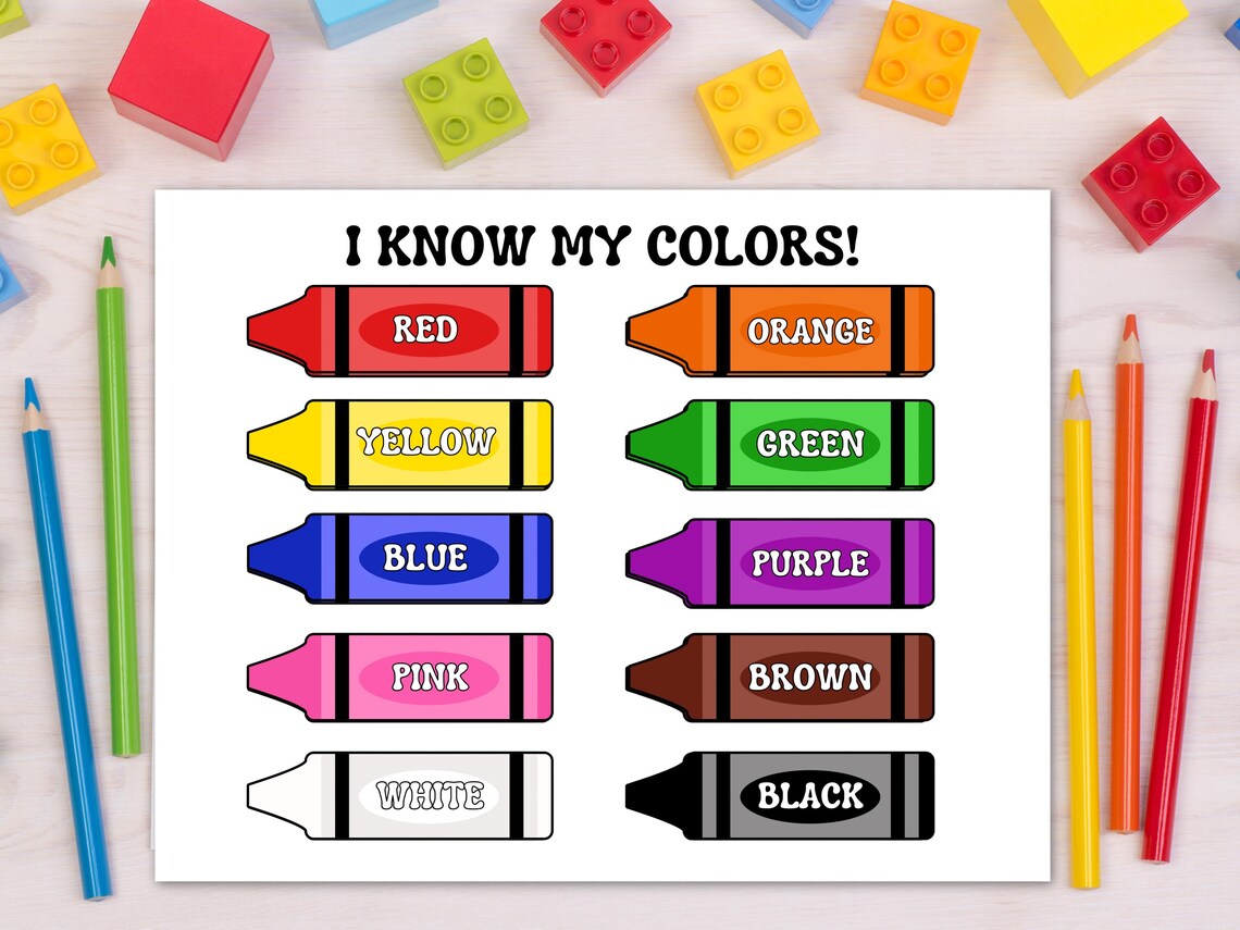 Crayon Color Matching Activity for Toddler, Color Learning Worksheet ...