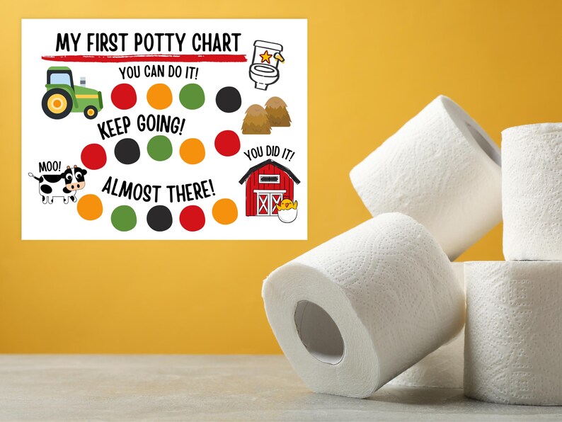 Tractor Potty Training Reward Chart for Toddler Boy, Farm Animal Potty ...