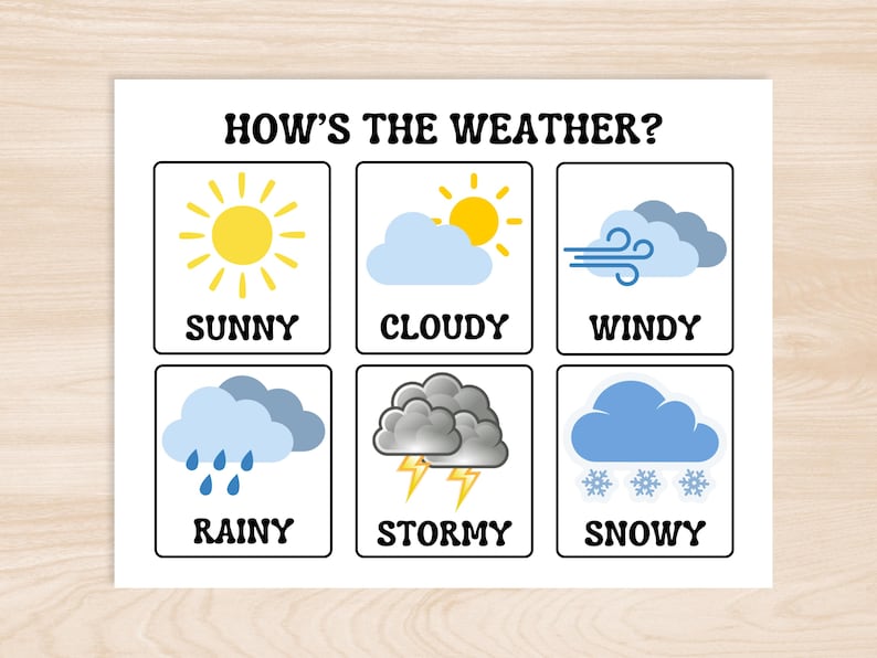 Preschool Weather Chart for Calendar Time, Homeschool Seasons Learning ...