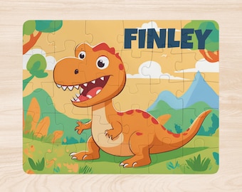 Rompecabezas de nombre personalizado para niños, regalo personal para niños en edad preescolar, regalo de cumpleaños para niños de 4 años, rompecabezas de nombre de dinosaurio personalizado para niños.