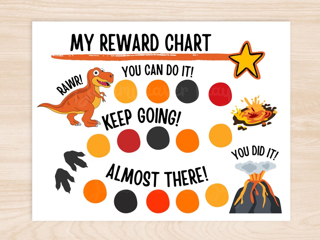 Dinosaur Reward Chart for Toddler Boy, Good Behavior Chart for ...