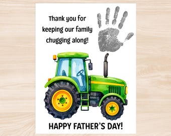 Father's Day Tractor Handprint Craft for Toddler, Keepsake Gift for Farm Dad, DIY Kids Card for Daddy, Preschool Father's Day Handprint Art