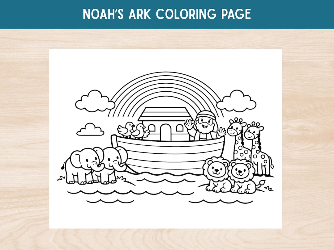 Noah's Ark Bible Story Coloring Page for Kids, Christian Preschool ...