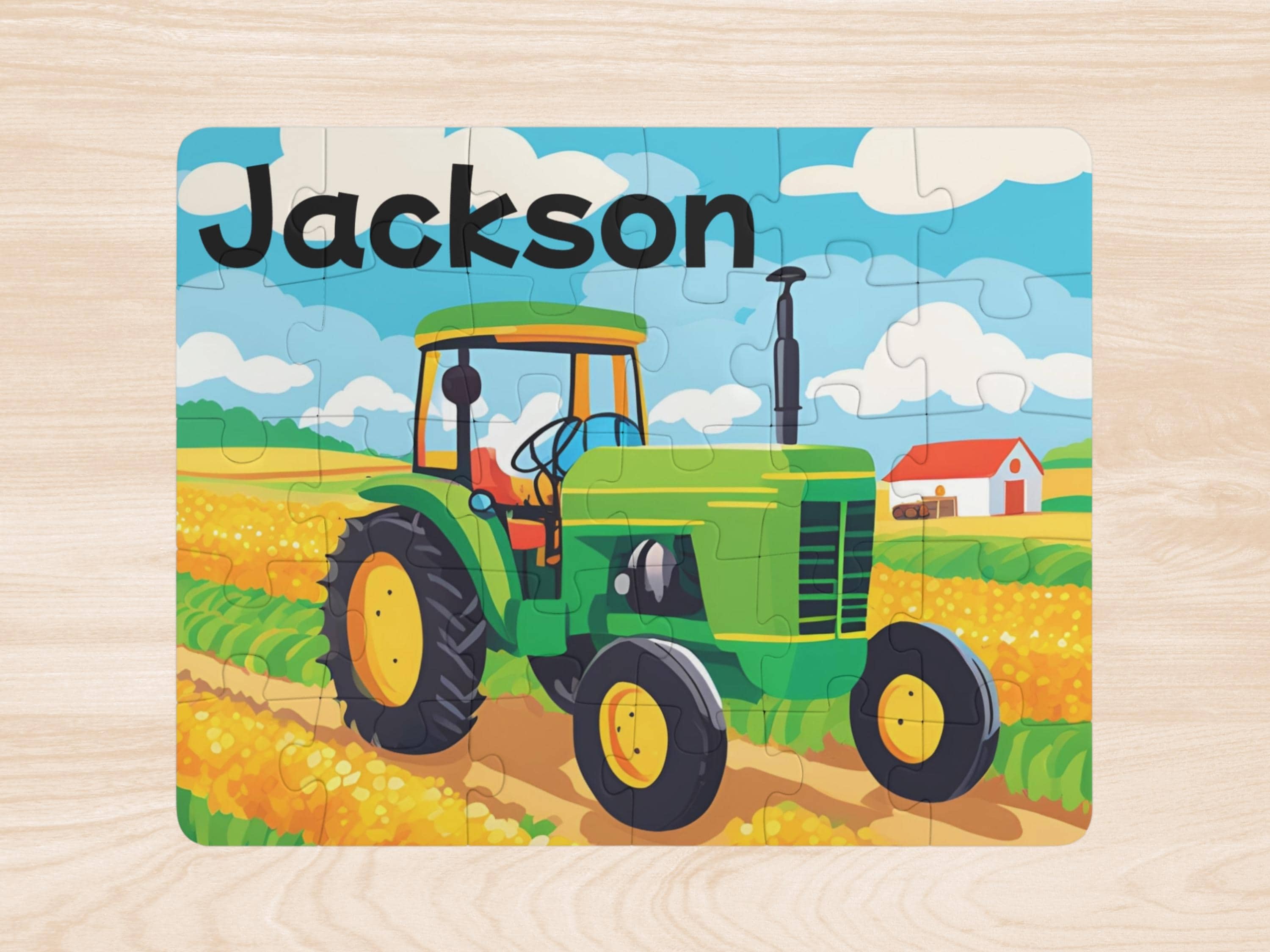 Personalized Tractor Puzzle for Toddler Boy, Tractor Gift for 4 Year Old Boy, Birthday Name Puzzle Gift for Boy, Personal Kids Puzzle Gift