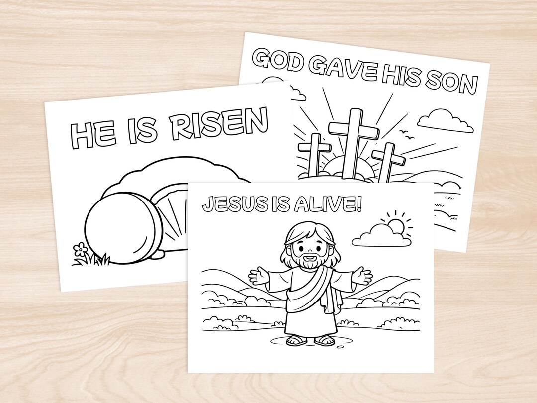 Empty Tomb He is Risen Christian Kids Coloring Pages, Jesus Easter ...