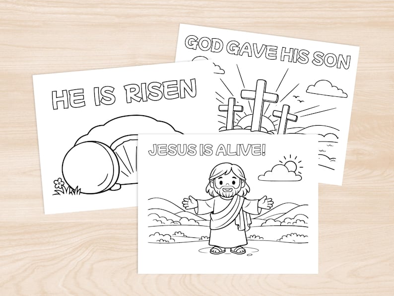 Empty Tomb He is Risen Christian Kids Coloring Pages, Jesus Easter ...