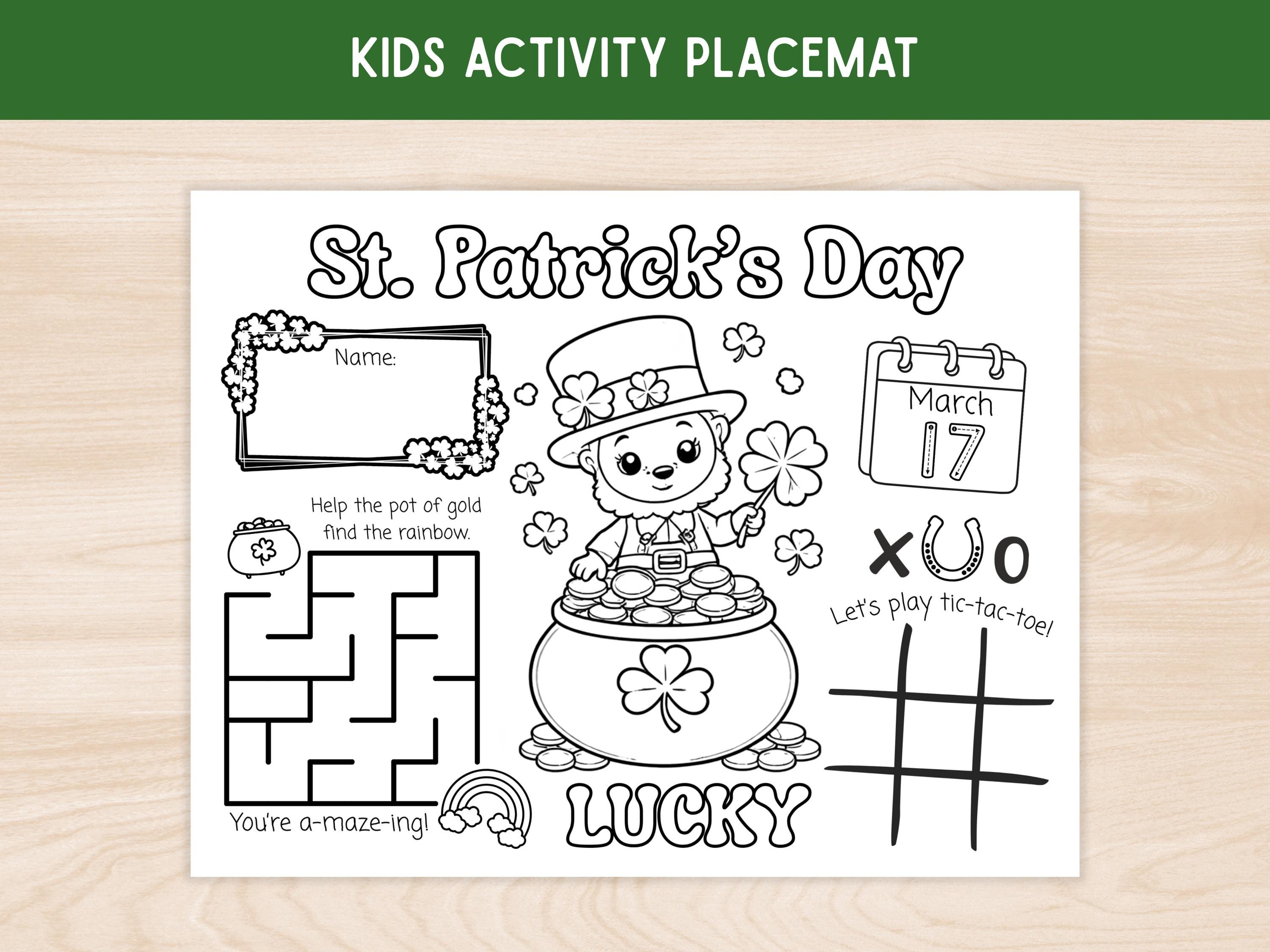 St. Patrick's Day Activity Placemat, Preschool St. Patrick's…