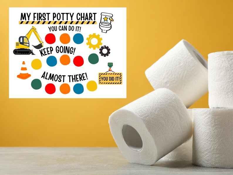 Construction Potty Training Chart for Toddler Boy, Potty Reward Sticker ...