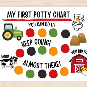 Tractor Potty Training Reward Chart for Toddler Boy, Farm Animal Potty Rewards Sticker Chart, Farm Kids Printable Toilet Training Chart